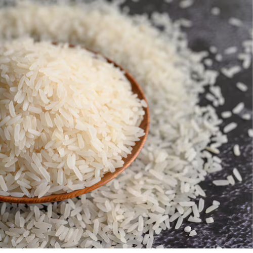 Broken rice grains.